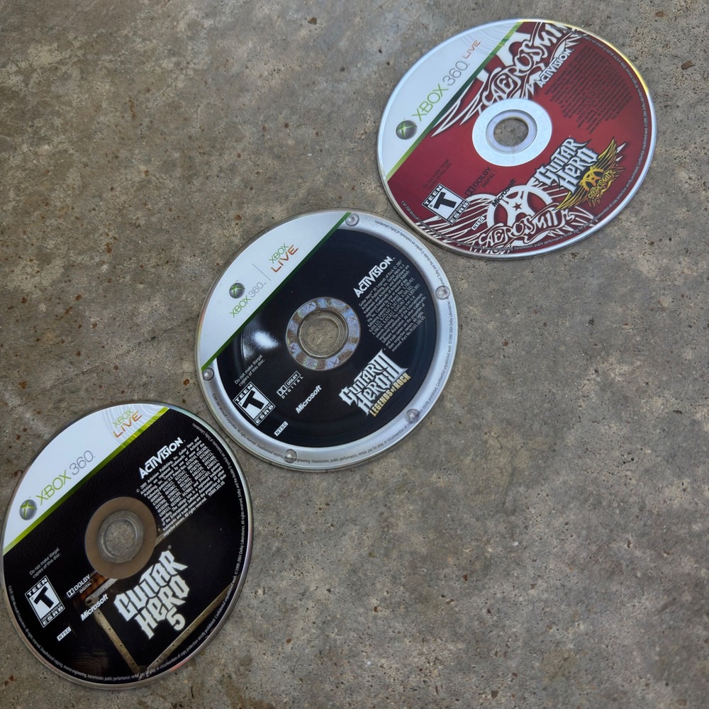 Vintage 2000s Activision Guitar Hero Xbox 360 Gaming Lot GH3 GH5 Aerosmith m1